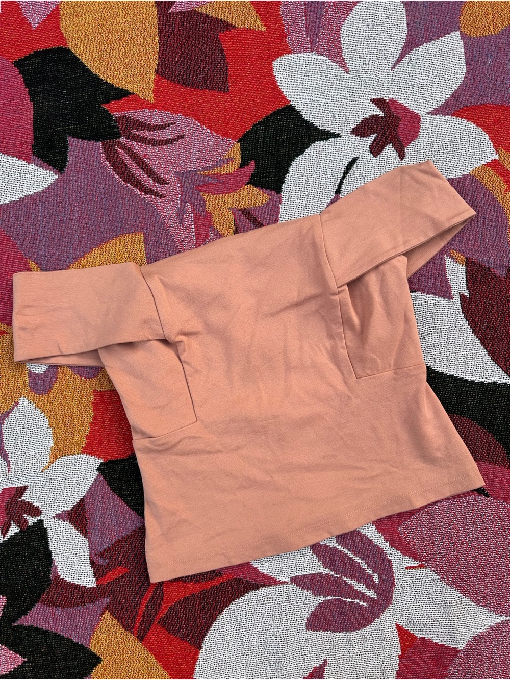 Deletta Anthropologie Off-Shoulder Crop Top Light Pink